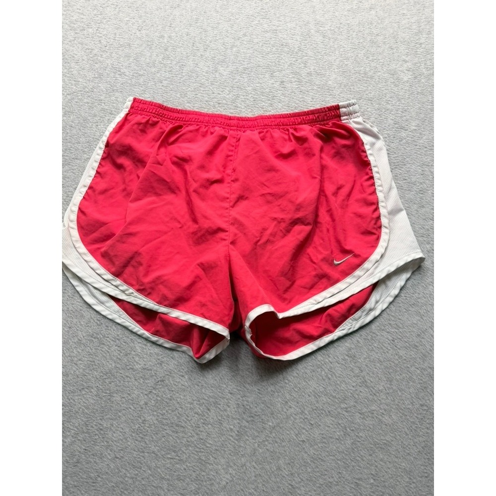 Nike Dri-FIT Pink Running Shorts Women Medium White Mesh Trim Athletic Gym